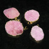 (25*35mm) Pink Druzy Stone Necklace Pendant 4pcs/lot Oval Shape Drusy Charms