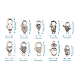 Antique Silver Alloy Lobster Claw Clasps Mix Shapes for DIY Jewelry Making