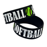25 PCS Softball Silicone Wristband 1 Inch Wide