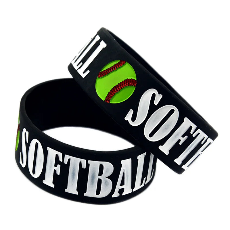 25 PCS Softball Silicone Wristband 1 Inch Wide