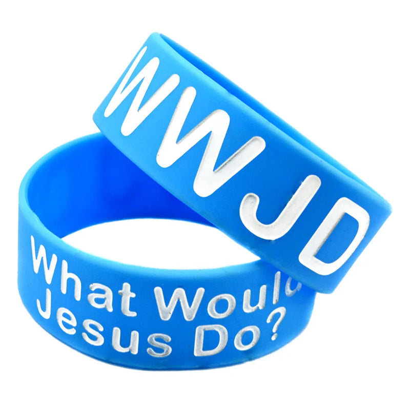 25 PCS WWJD Silicone Wristband 1 Inch Wide