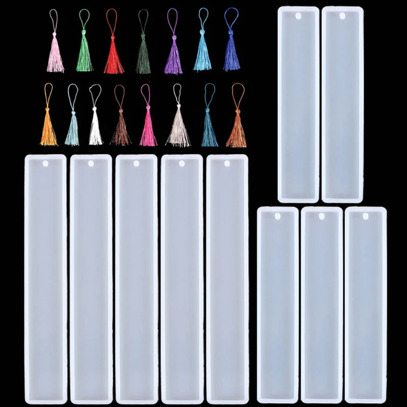 25 Packs DIY Bookmark Resin Mold with Colorful Tassels for Jewelry Craft
