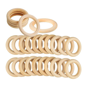 25Pcs 70mm Natural Wood Rings Unfinished Macrame Wooden Ring DIY Craft Pendant