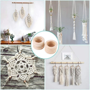 25 Pcs 70mm Natural Wood Rings for DIY Craft Jewelry Making