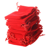 25 Pack Red Velvet Jewelry Bags