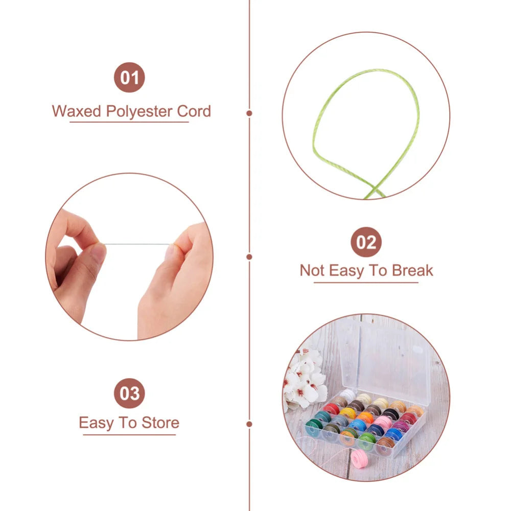 25 Colors Waxed Cotton Cord Beading Thread Braided Thread String Jewelry Making
