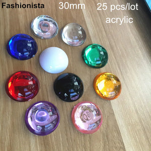 25 pcs 30mm Large Domed Acrylic Cabochon DIY Craft Scrapbooking Decoration