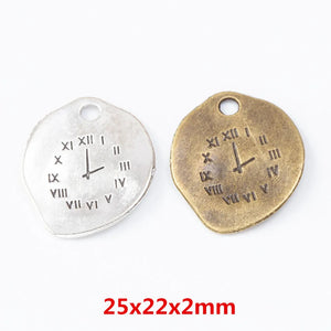 25 Retro Metal Zinc Alloy Clock Pendant for DIY Jewelry Making