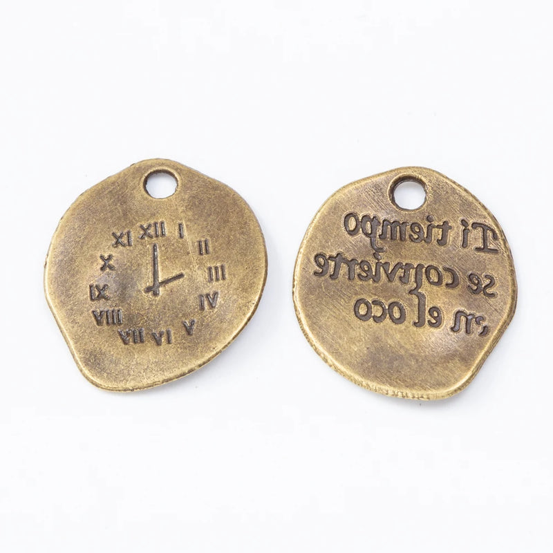25 Retro Metal Zinc Alloy Clock Pendant for DIY Jewelry Making