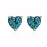 Silver Heart-Shaped Earrings Colorful Stone Zircon Jewelry for Women