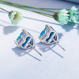 Silver Heart-Shaped Earrings Colorful Stone Zircon Jewelry for Women