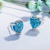 Silver Heart-Shaped Earrings Colorful Stone Zircon Jewelry for Women
