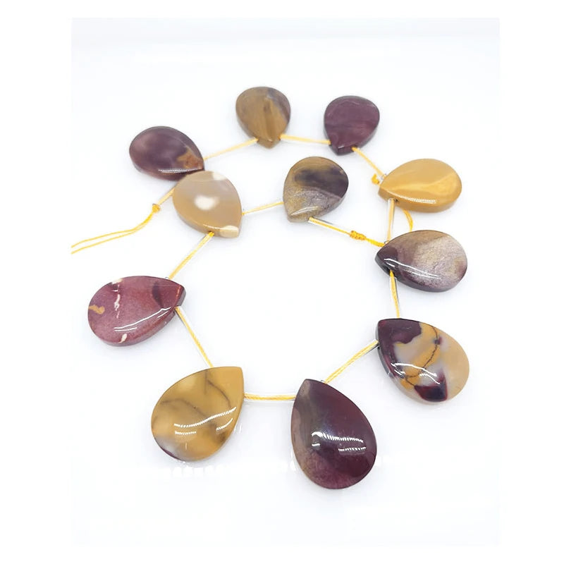 Natural Gemstone Teardrop Apatite Petrified Stone Beads 25x35mm