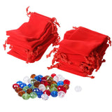 25 Velvet Jewelry Gift Bag Red & 50 Mixed Crystal Quartz Beads 10mm