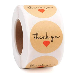 250-500PCS Thank You Stickers Hand With Love Stamp Label Tag
