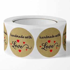 250-500PCS Thank You Stickers Hand With Love Stamp Label Tag