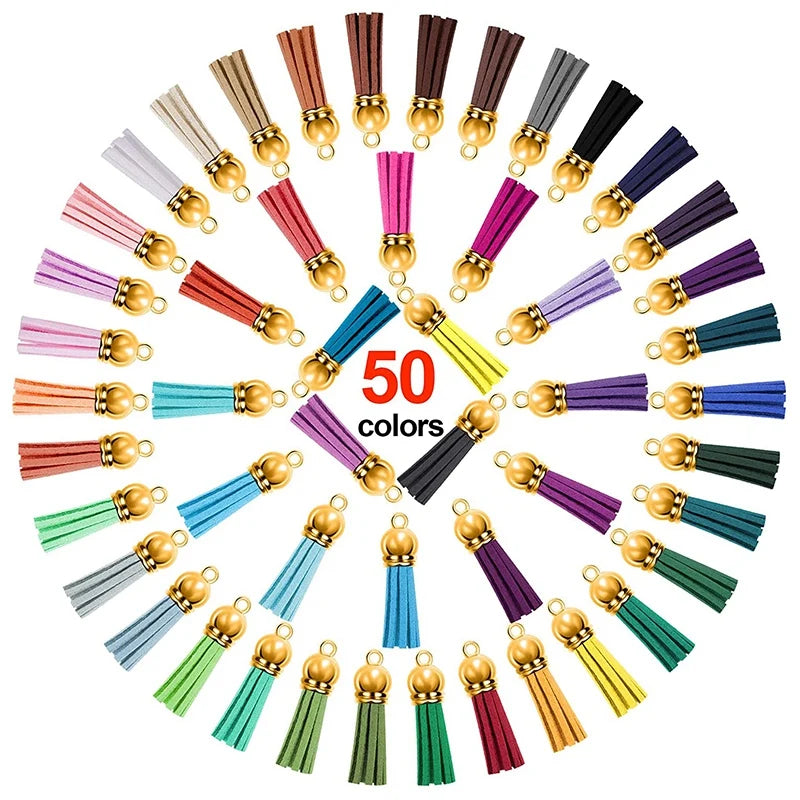 250 Colored Leather Tassel Pendants for DIY Keychain