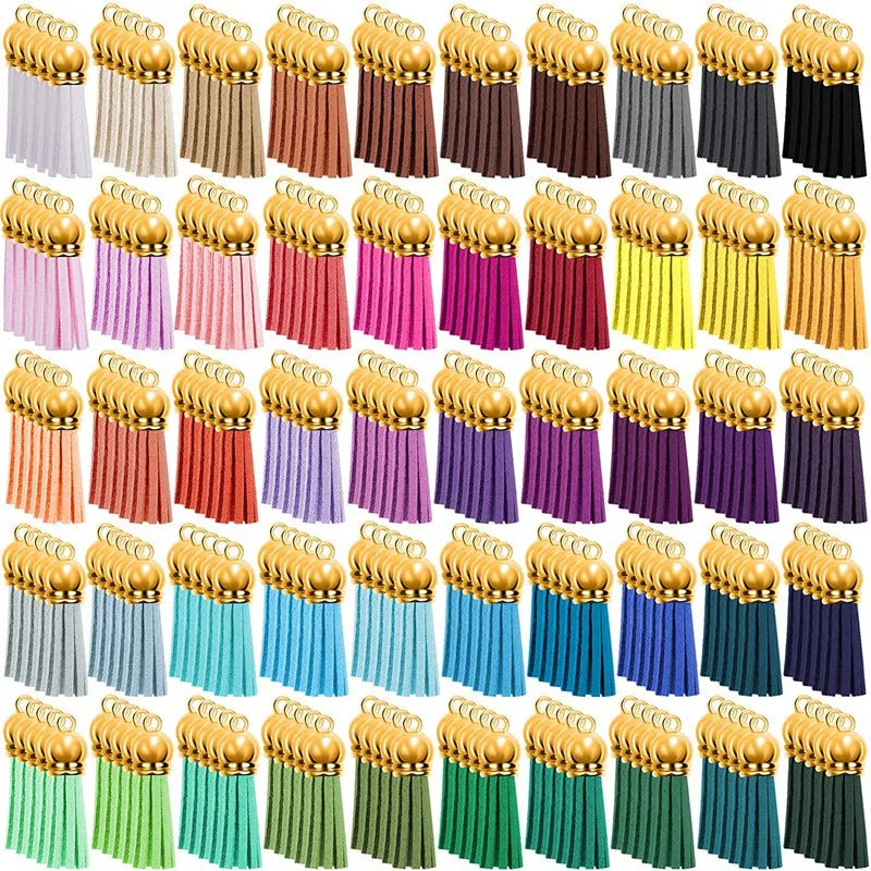 250 Colored Leather Tassel Pendants for DIY Keychain