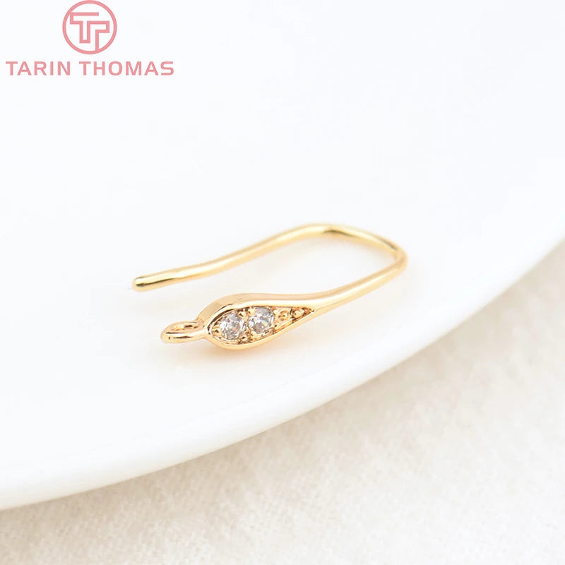 6PCS 16MM Zircon Earrings Hooks High DIY Jewelry Accessories