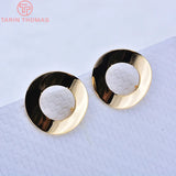 10PCS 18MM 24k Brass Circle Stud Earrings Pins