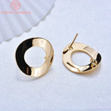 10PCS 18MM 24k Brass Circle Stud Earrings Pins