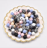 250Pcs 16MM Hemu Wooden Beads Retro Leopard Print Jewelry Making