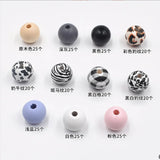 250Pcs 16MM Hemu Wooden Beads Retro Leopard Print Jewelry Making