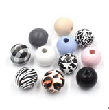 250Pcs 16MM Hemu Wooden Beads Retro Leopard Print Jewelry Making