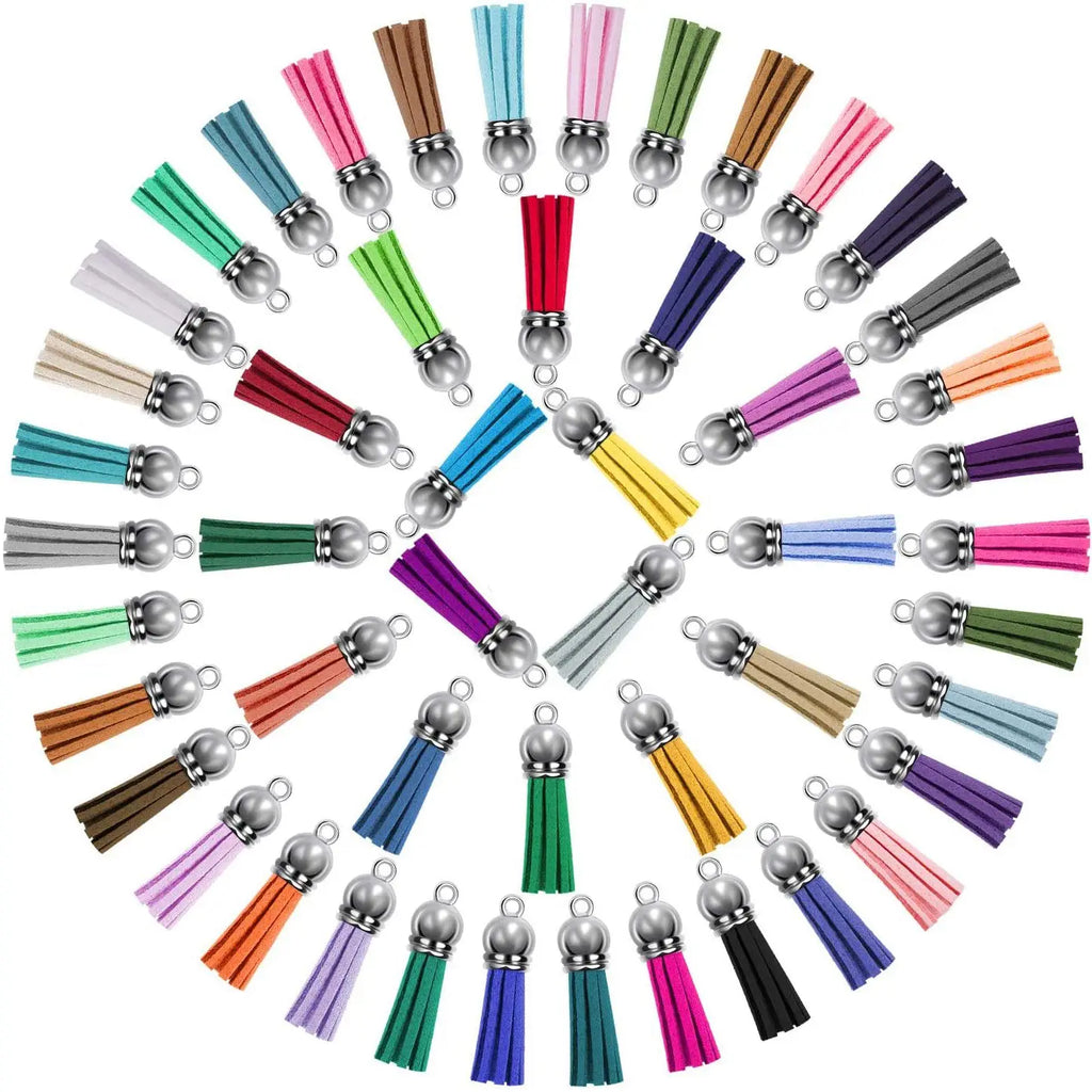 250Pcs Keychain Tassels Bulk Colorful Leather Tassel Pendants for DIY Craft