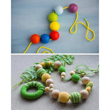 250Pcs Wooden Beads for Crafts, 3 Sizes, with Jute Twine