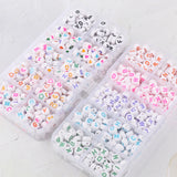 250pcs Acrylic Letter Beads Kit for Jewelry Making with Elastic Cord