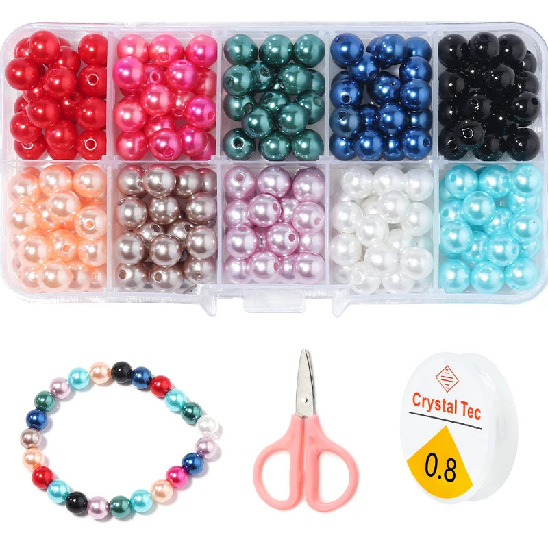 250pcs 8mm Round Pearls 10 Colors Craft Pearl Beads For Jewelry Making