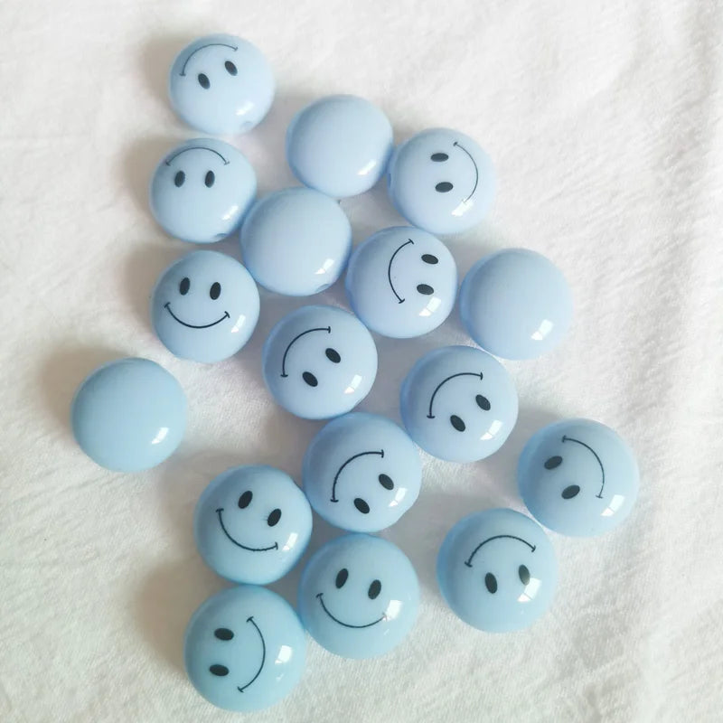 250pcs 500g 18mm DIY Oval Smile Face Beads for Jewelry Making