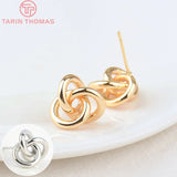 6PCS 12MM 24K Plated Brass Flower Stud Earrings for DIY Jewelry Making