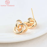 6PCS 12MM 24K Plated Brass Flower Stud Earrings for DIY Jewelry Making