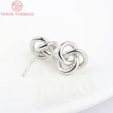 6PCS 12MM 24K Plated Brass Flower Stud Earrings for DIY Jewelry Making