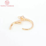 4PCS 15MM 24k Brass Zircon Earrings Hooks DIY Jewelry Findings
