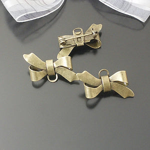 10PCS Brass Bow Brooch Pins with Hanging Hole Jewelry Findings