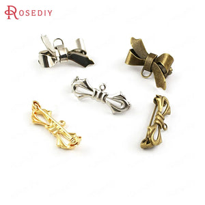 10PCS Brass Bow Brooch Pins with Hanging Hole Jewelry Findings