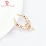 2PCS 16x20MM 24K Brass Zircon Moon Pendants DIY Jewelry Findings