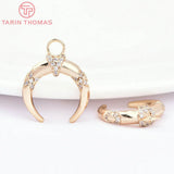 2PCS 16x20MM 24K Brass Zircon Moon Pendants DIY Jewelry Findings