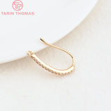 4PCS 21MM 24K Brass Earrings Hook with Zircon - DIY Jewelry Findings