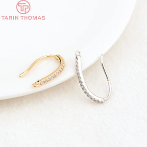 4PCS 21MM 24K Brass Earrings Hook with Zircon - DIY Jewelry Findings