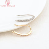 4PCS 21MM 24K Brass Earrings Hook with Zircon - DIY Jewelry Findings