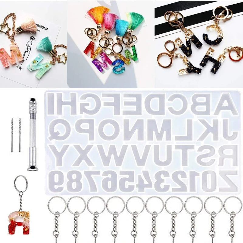 255PCS Reversed Letter Number Silicone Resin Molds