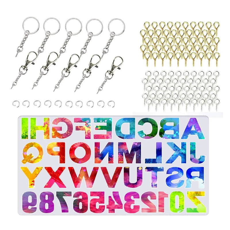 255PCS DIY Alphabet Resin Molds Number Silicone Reversed Letter Molds