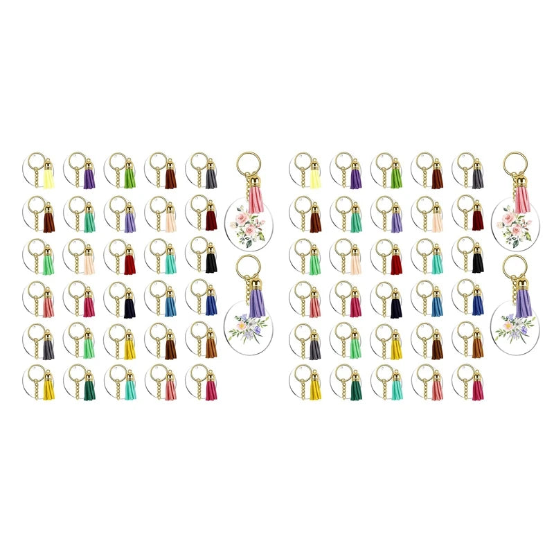 256Pcs Acrylic Keychain Blanks Clear Circle Discs DIY Projects Crafts