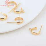 10PCS 10MM 11MM Brass Half Circle Stud Earrings