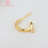 10PCS 10MM 11MM Brass Half Circle Stud Earrings