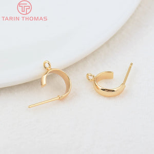 10PCS 10MM 11MM Brass Half Circle Stud Earrings